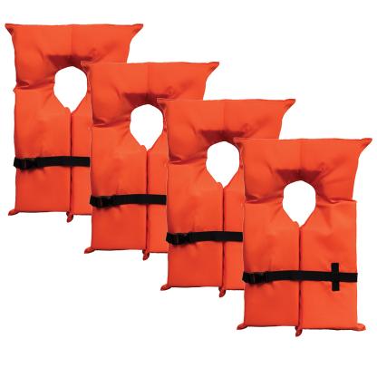 Bluestorm Type II Adult Universal Foam Life Jacket - Orange *4-Pack w/Clear Bag